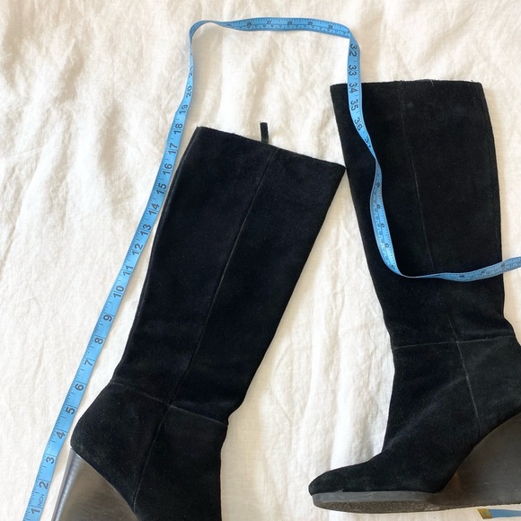 Franco Sarto Watch Boots Suede Knee High Wedge Boots - Picture 12 of 16